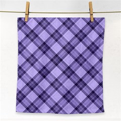 Pastel Purple And Steel Black Lines Pattern, Retro Tartan, Classic Plaid Face Towel
