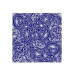 Blue White Paisley Intricate Swirls Satin Bandana Scarf