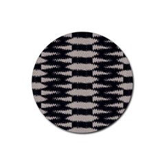 Black And White Zebra Ikat Stripes Rubber Coaster (round) 