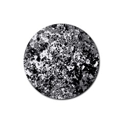 Black And White Grunge Stone Rubber Coaster (round) 