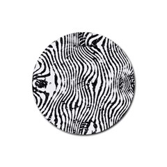 Zebra Print Stripes Rubber Coaster (round) 