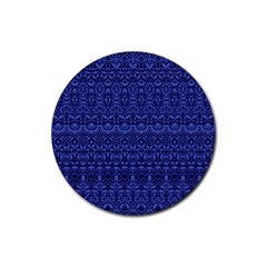 Boho Navy Blue  Rubber Coaster (round) 