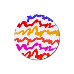 Multicolored Scribble Abstract Pattern Rubber Coaster (round) 