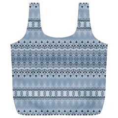 Boho Faded Blue Grey Full Print Recycle Bag (xxxl)