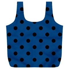 Large Black Polka Dots On Classic Blue - Full Print Recycle Bag (xxxl)