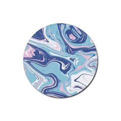 Blue Vivid Marble Pattern Rubber Coaster (round) 
