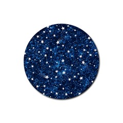 Dark Blue Stars Rubber Coaster (round) 
