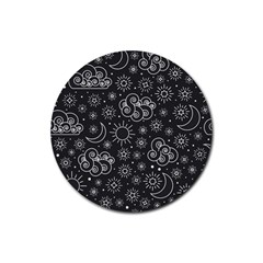 Dark Moon And Stars Rubber Coaster (round) 