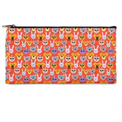 Cute Faces Of Dogs And Cats With Glasses Pencil Case