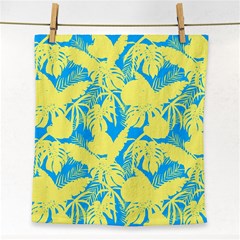 Yellow And Blue Leafs Silhouette At Sky Blue Face Towel