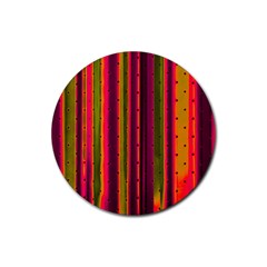 Warped Stripy Dots Rubber Coaster (round)