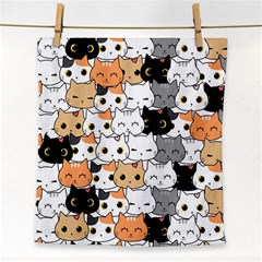 Cute-cat-kitten-cartoon-doodle-seamless-pattern Face Towel