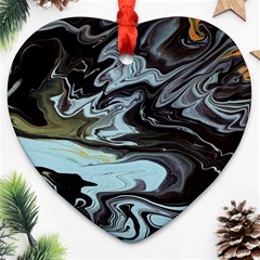 Abstract Painting Black Heart Ornament (two Sides)