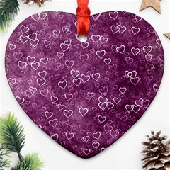 Background Purple Love Heart Ornament (two Sides)