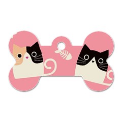 Cat Pattern Backgroundpet Dog Tag Bone (one Side)