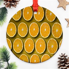 Orange Slices Cross Sections Pattern Round Ornament (two Sides)