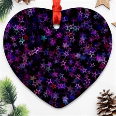 Christmasstars-001 Heart Ornament (two Sides)