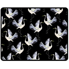 Crane-pattern Fleece Blanket (medium) 