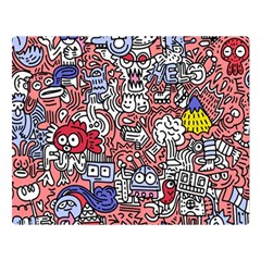Hand-drawn-vector-illustration-doodle-funny-world-illustrator-line-tools-drawing-flat-design Double Sided Flano Blanket (large) 