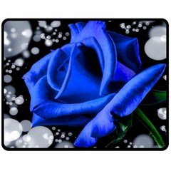 Blue Rose Bloom Blossom Fleece Blanket (medium) 