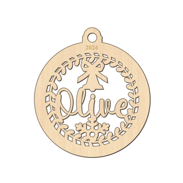 Personalized Wreath with Bell Oval Wood Ornament