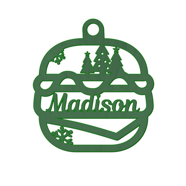 Personalized Burger Christmas Tree Wood Ornament