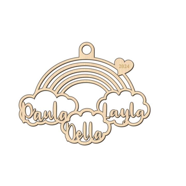  Personalized Rainbow Triplets Wood Ornament