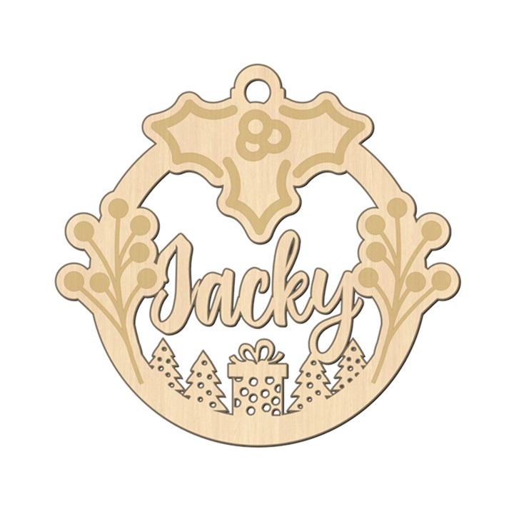Personalized Flower Poinsettia Xmas Bubble Wood Ornament
