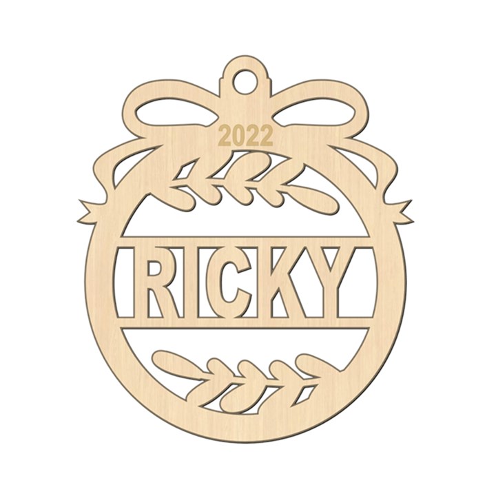 Personalized Classic Xmas Bubble Wood Ornament
