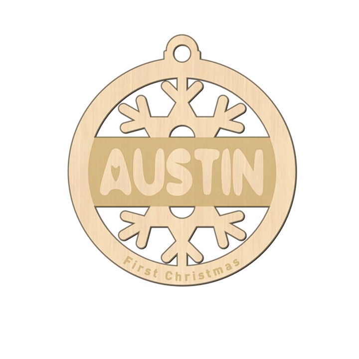 Personalized Big Snowflake Xmas Bubble Wood Ornament