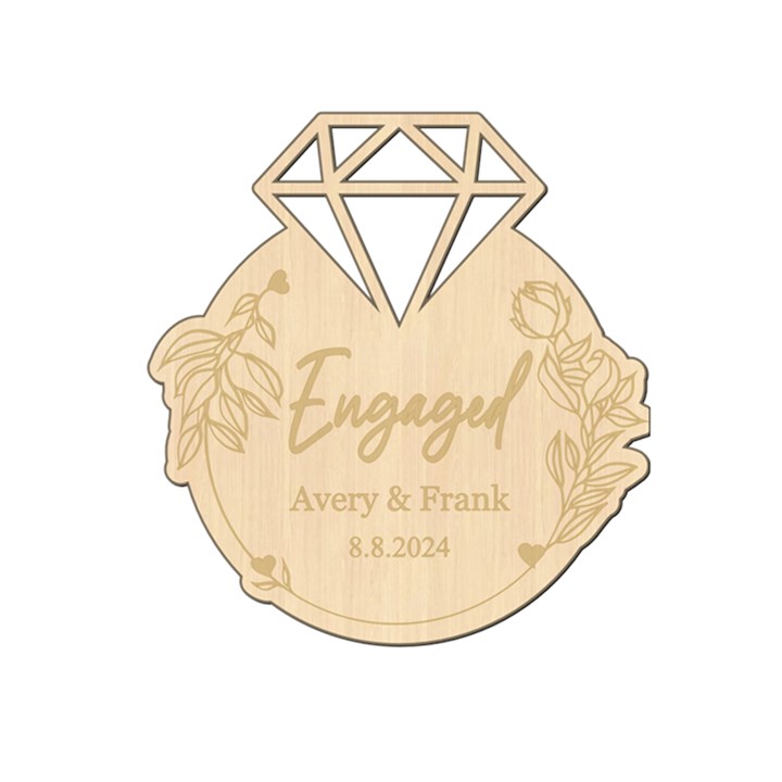  Personalized Diamond Ring Rose Wood Ornament