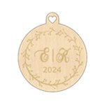 Personalized Wedding Flowers Wood Ornament Front
