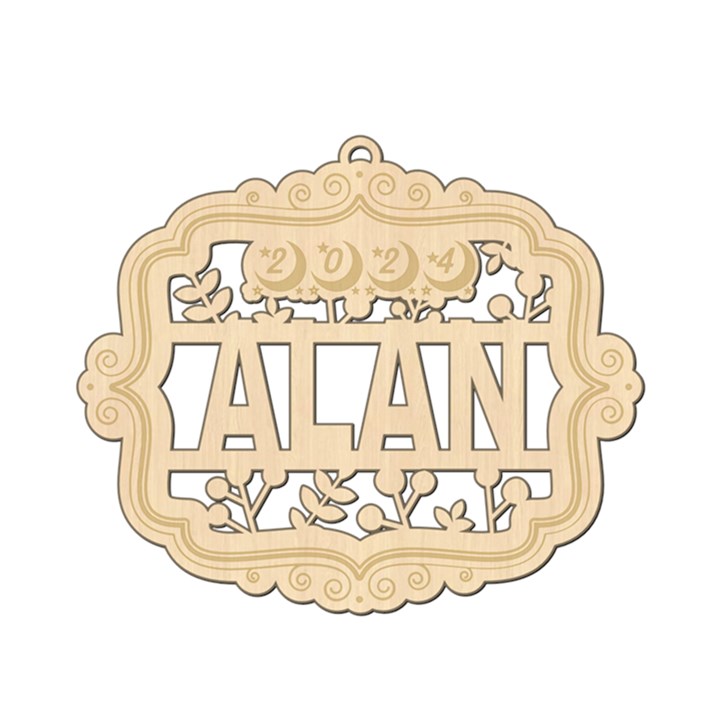 Personalized Name Christmas Year Frame Wood Ornament