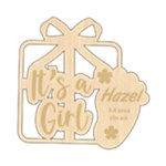 Personalized Baby Foot Girl Wood Ornament Front