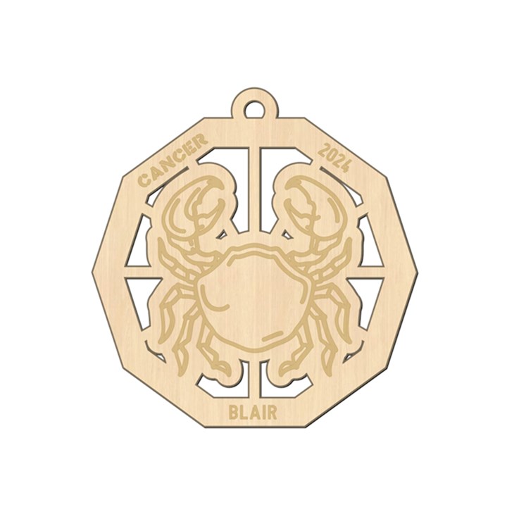Personalized Zodiac Symbols Cancer Wood Ornament