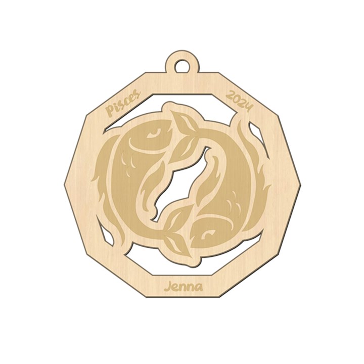 Personalized Zodiac Facts Pisces Wood Ornament