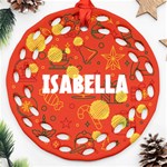 Xmas Two Colors Pattern Ornament Round Filigree Ornament (Two Sides) Front