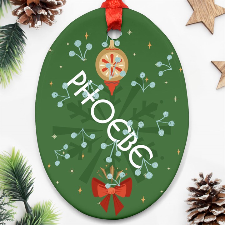 Xmas Bell Pattern Ornament Oval Ornament (Two Sides)