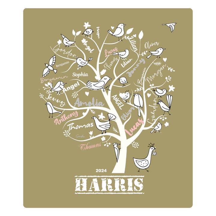 Personalized Family Name Love Heart Two Sides Premium Plush Fleece Blanket (Kids Size)