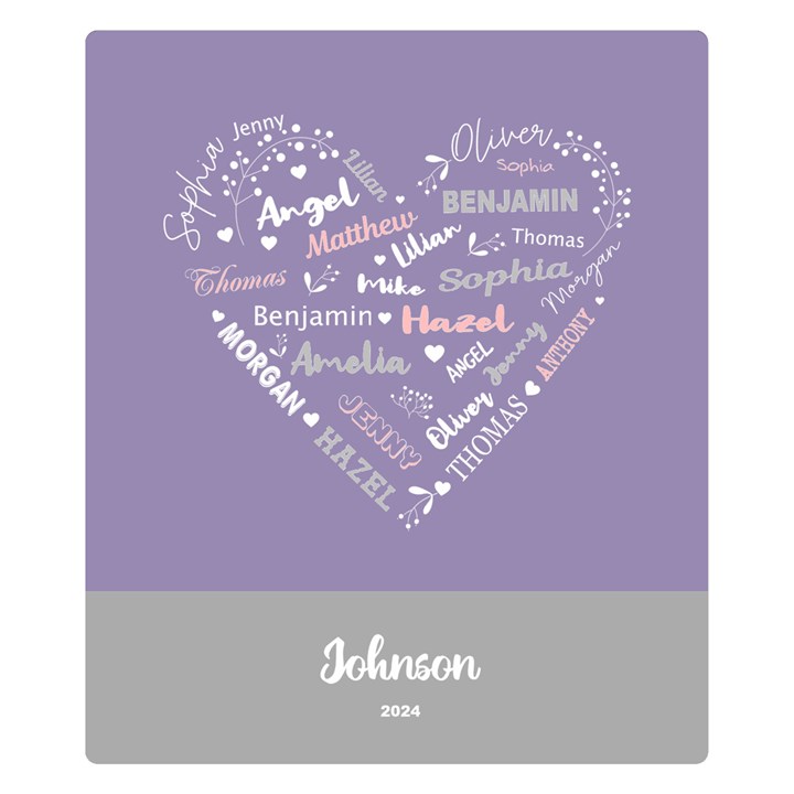 Personalized Family Name Love Heart Two Sides Premium Plush Fleece Blanket (Kids Size)