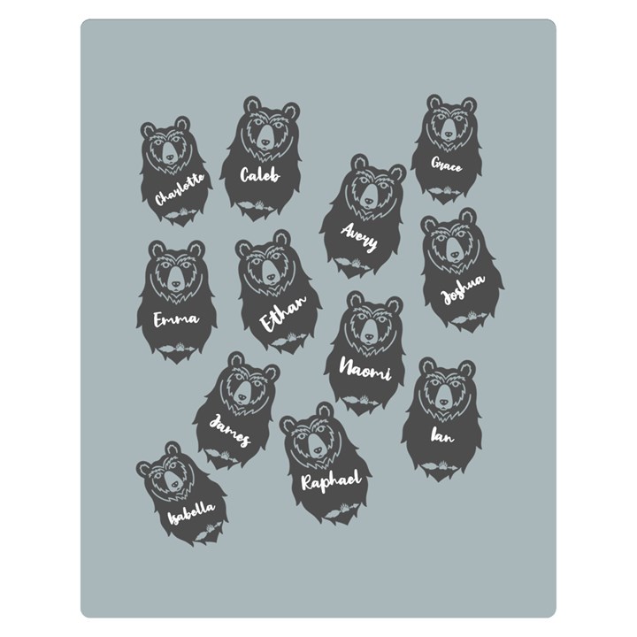 Personalized Name Bear Family Two Sides Premium Plush Fleece Blanket (Teen Size)