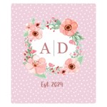 Personalized Name Flowers Wedding Gift Two Sides Premium Plush Fleece Blanket (Kids Size) 50, x40,  Blanket Front