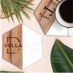 Personalized Name Best Gift Marble Wood Coaster (Hexagon)  Front