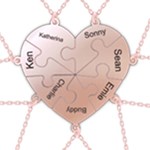 Personalized 7Names Puzzle Heart 925 Sterling Silver Name Pendant Necklace Front