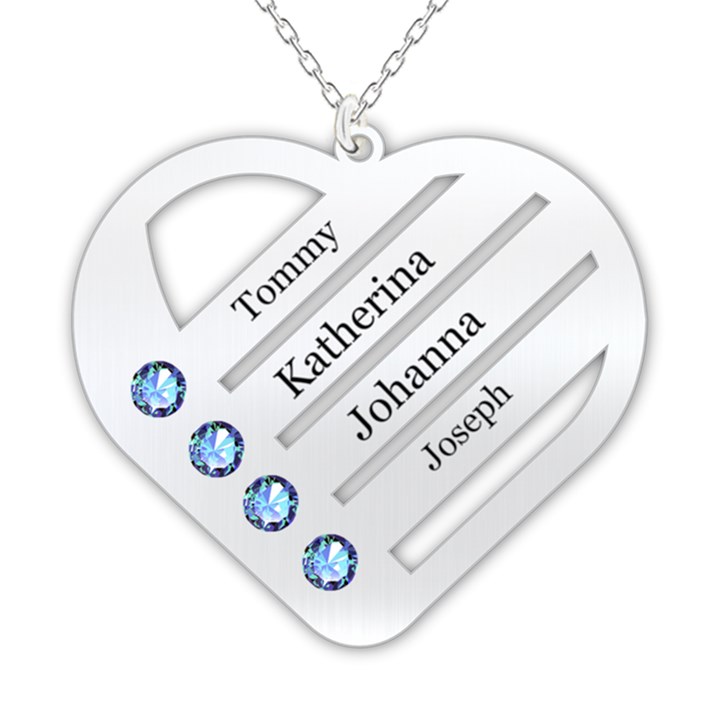 Personalized 4 Line Names Heart 925 Sterling Silver Name Pendant Necklace