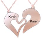 Personalized 2 Names Heart 925 Sterling Silver Name Pendant Necklace Front