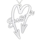 Personalized Drawn Heart 925 Sterling Silver Name Pendant Necklace Front