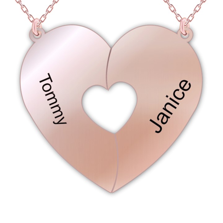 Personalized 2in1 Heart 925 Sterling Silver Pendant Necklace