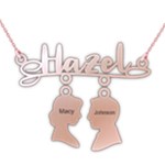 Personalized Double Name 925 Sterling Silver Pendant Necklace Front