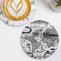 Antique Mapa Mundi Revisited Uv Print Round Tile Coaster